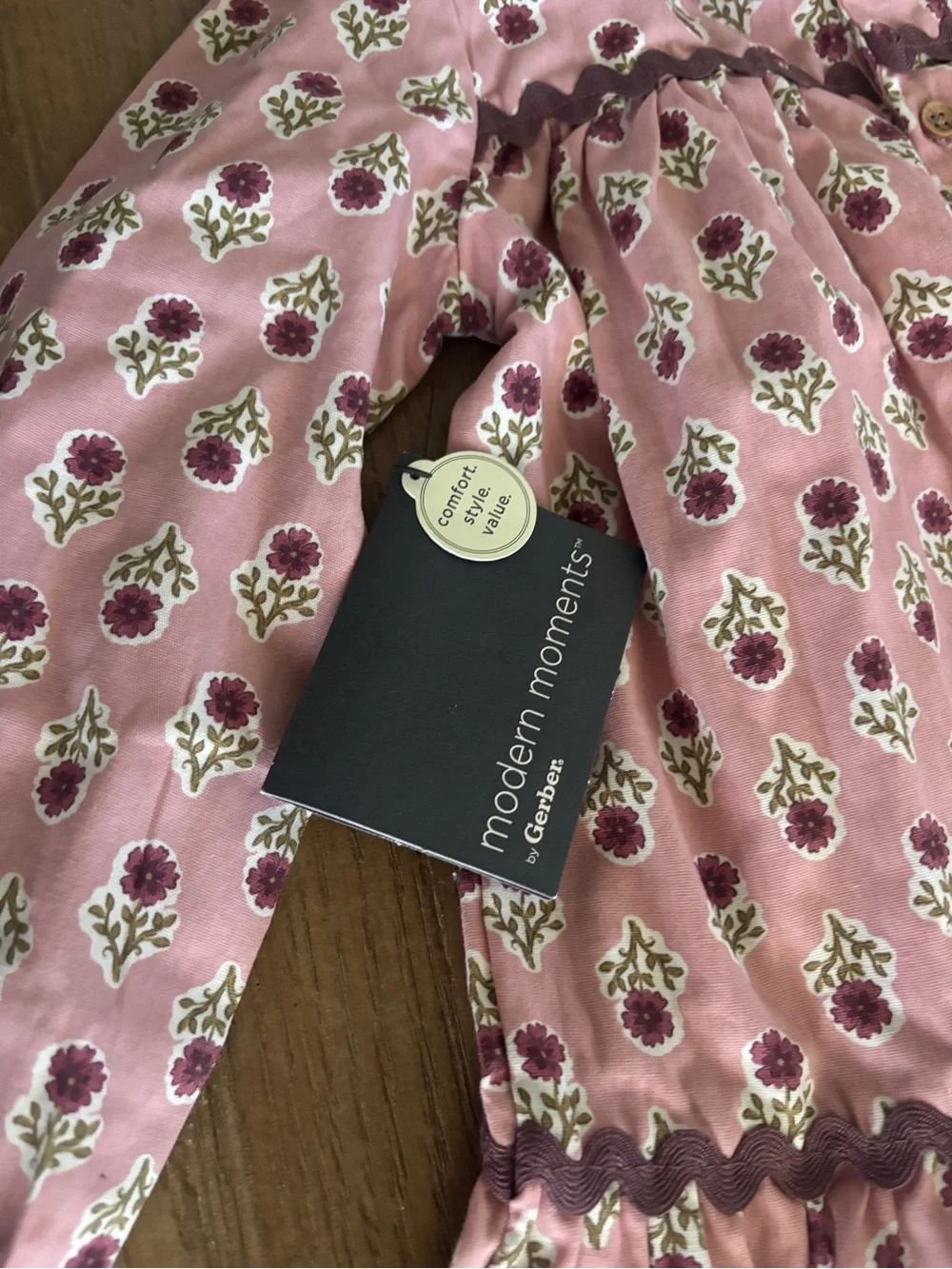 Gerber Boho Cottage Girls' Pink Floral Long-Sleeve Tiered Dress 4T